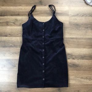 Blue velvet mini dress